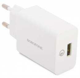 Сетевое зарядное устройство BOROFONE BA21A 1xUSB, 3A, 18W, белый